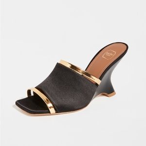 MALONE SOULIERS Black & Gold Mules